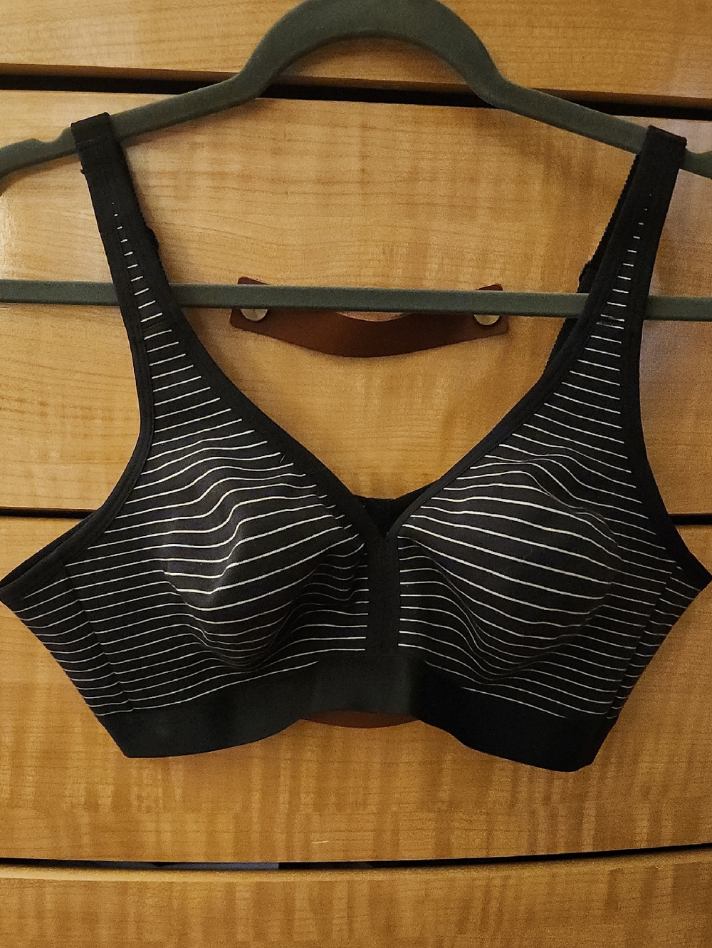 NWOT Cacique Black Striped Cotton No Wire Bra Size 40C